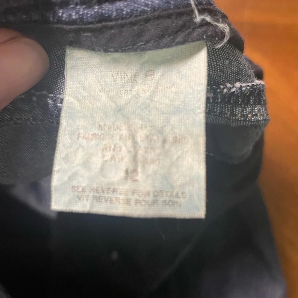 Vince. Dark Wash Lightweight Cropped Denim Jeans Cuffed Hem Luxe Size 12 - Picture 7 of 8